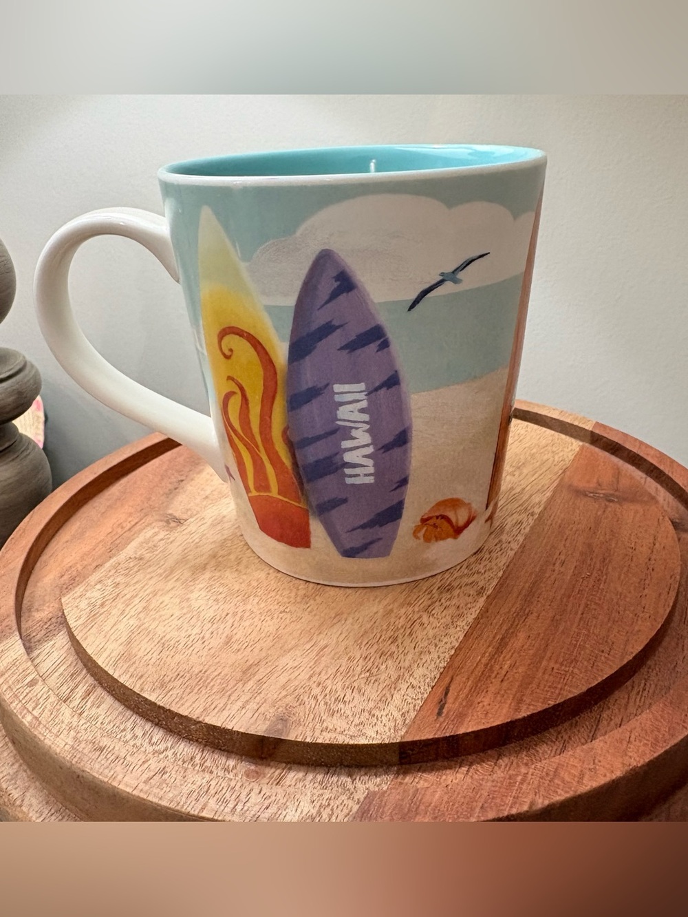 Starbucks Hawaii Coffee Tea Mug Cup 2010 Shark Surf Board Sand Turtle Bone China